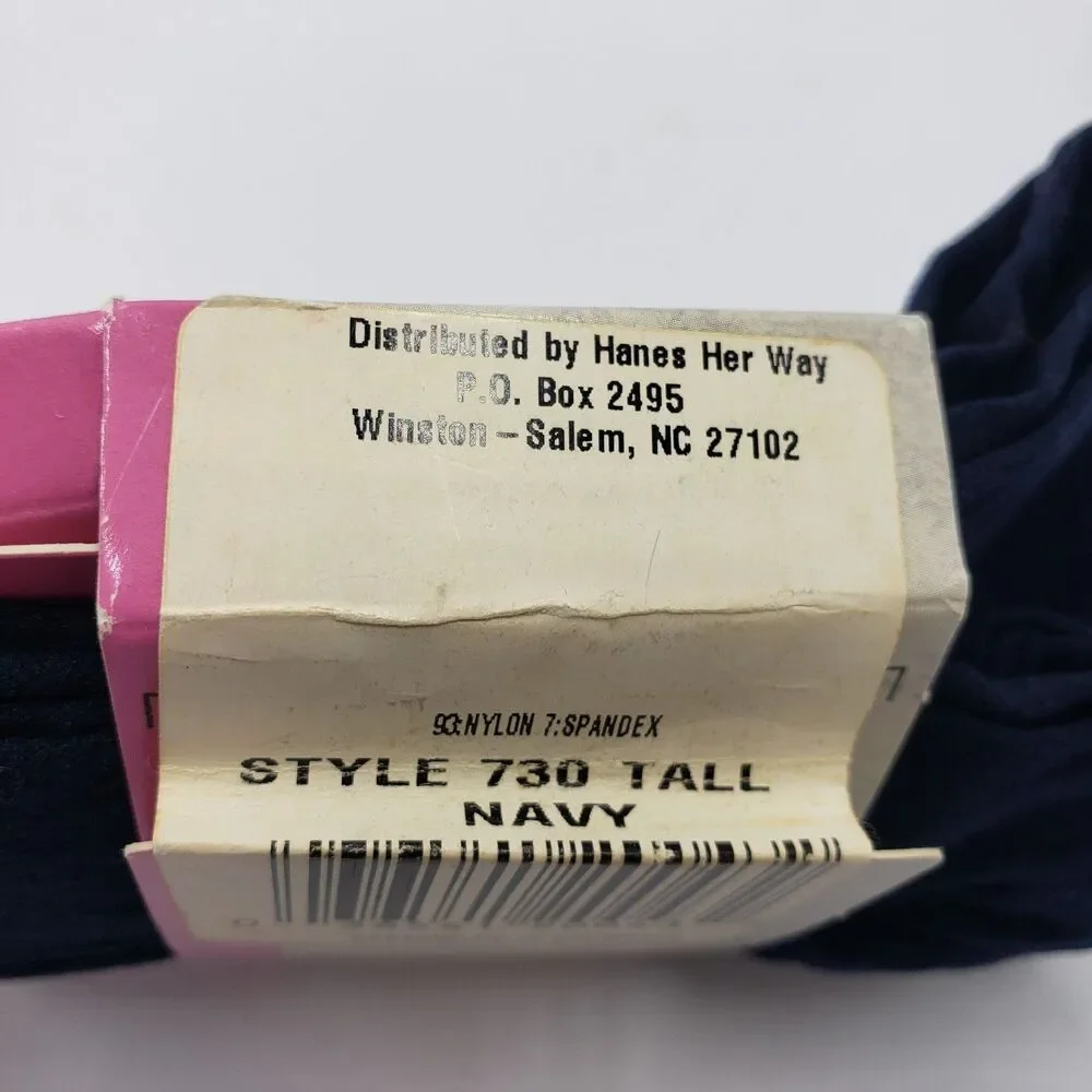 Vintage Hanes Her Way Silky Tights Navy Blue Tall Pantyhose 1996 Olympics NOS